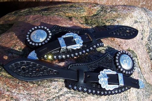 Glitter Swarovski and Montana-Silver Spurstraps "The Brilliant Crown - Black" FD-Handmade
