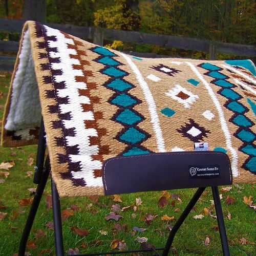 Comfort Saddle Fit Pad "Diamonds on Teal and Caramel" in Sizes