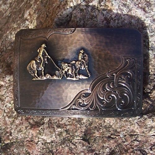 Montana Silversmiths Roughout Buckle "Team Roping"