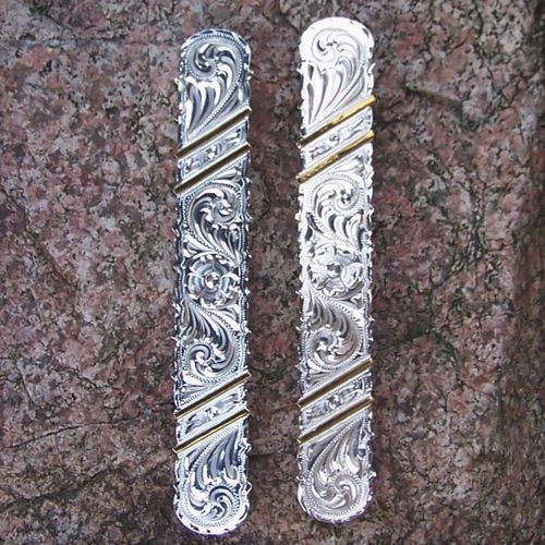 Romero Silver for Show-Halter "Silver Flower with Golden Stripes" in Pair